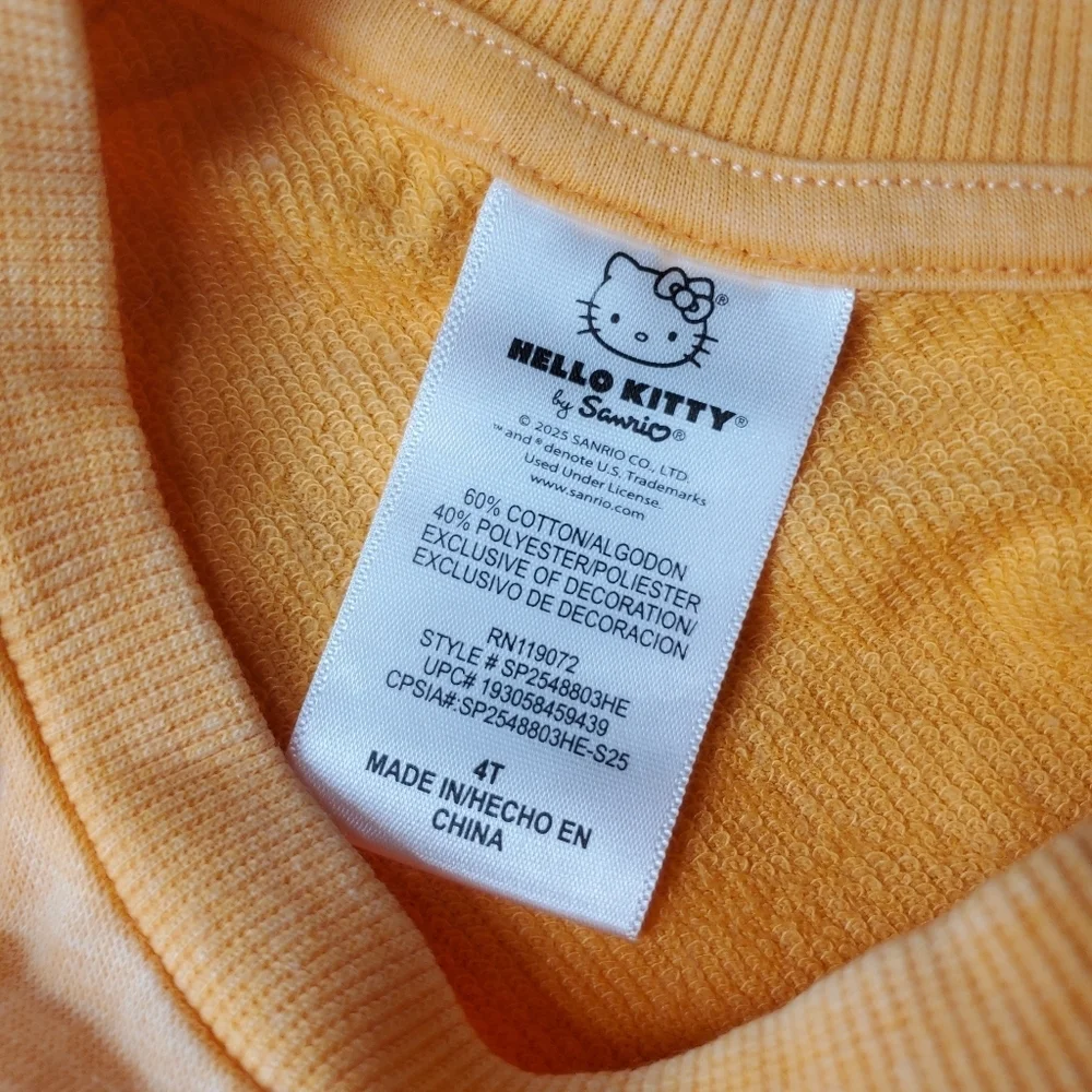 NWT Hello Kitty Peachy Orange and Pink Embroidered Shirt & Short Set Size 4T